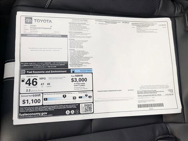 new 2026 Toyota Camry car, priced at $31,593