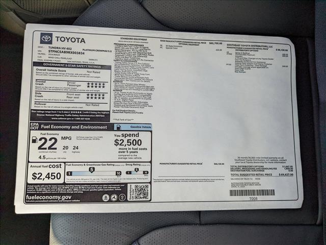 new 2024 Toyota Tundra Hybrid car, priced at $65,673