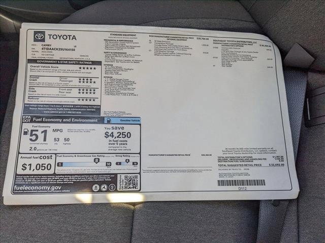 new 2025 Toyota Camry car, priced at $30,970