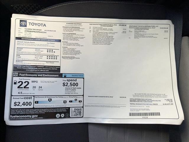 new 2025 Toyota Tacoma car, priced at $46,772