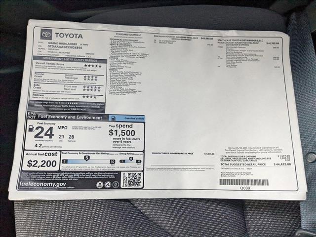 new 2025 Toyota Highlander car, priced at $44,432