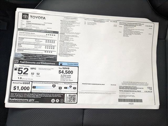 new 2025 Toyota Prius car, priced at $34,008