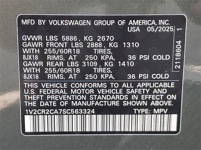 new 2025 Volkswagen Atlas car, priced at $43,834
