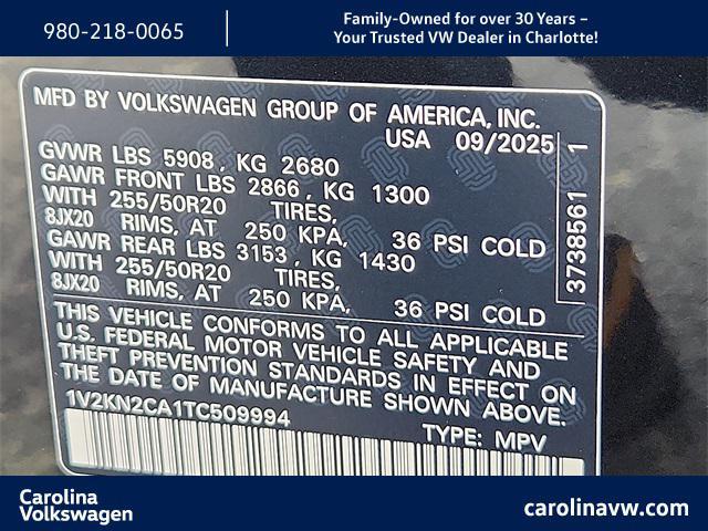 new 2026 Volkswagen Atlas car, priced at $47,405