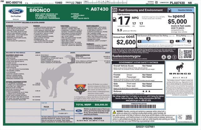 used 2023 Ford Bronco car, priced at $46,177