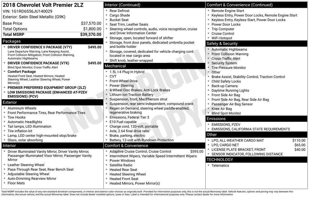 used 2018 Chevrolet Volt car, priced at $15,685
