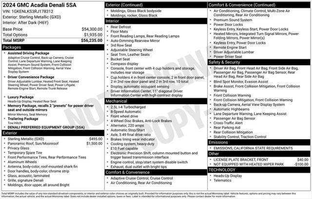 used 2024 GMC Acadia car, priced at $48,977