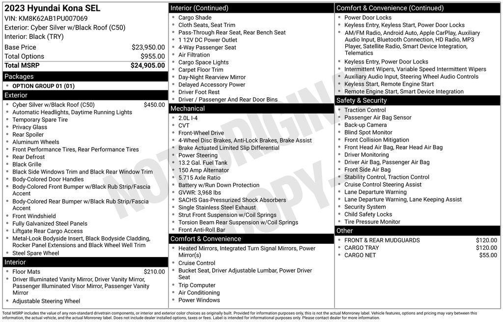 used 2023 Hyundai Kona car, priced at $16,997