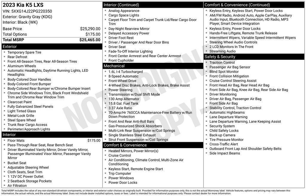 used 2023 Kia K5 car, priced at $19,577