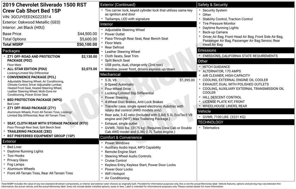 used 2019 Chevrolet Silverado 1500 car, priced at $27,995