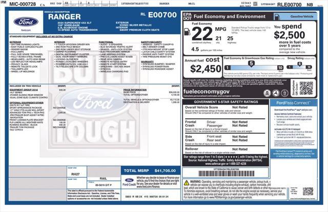 used 2024 Ford Ranger car, priced at $37,477