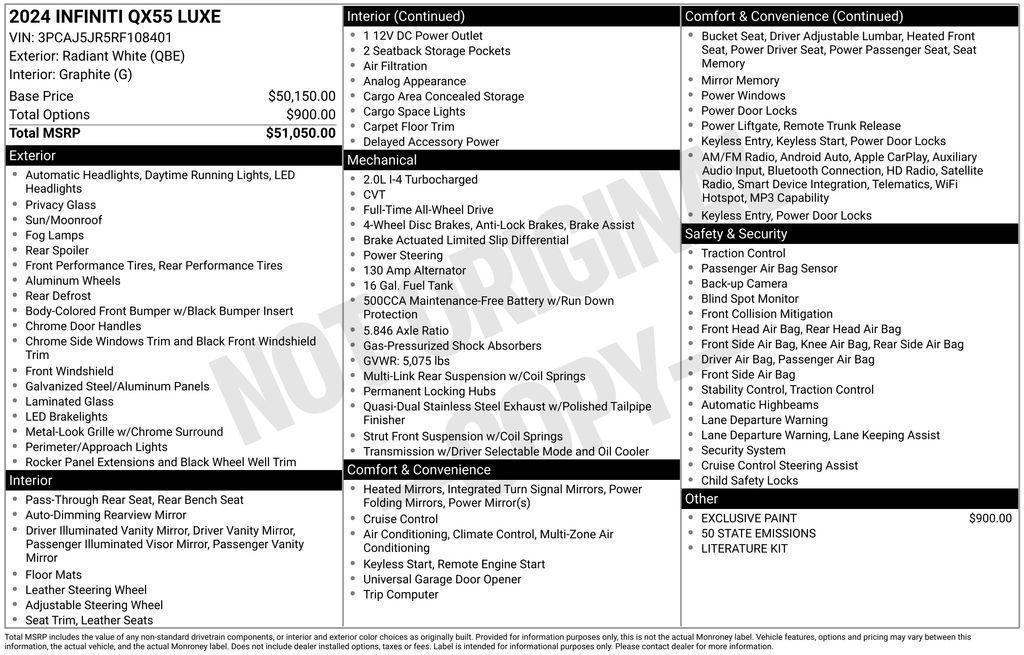 used 2024 INFINITI QX55 car, priced at $28,497
