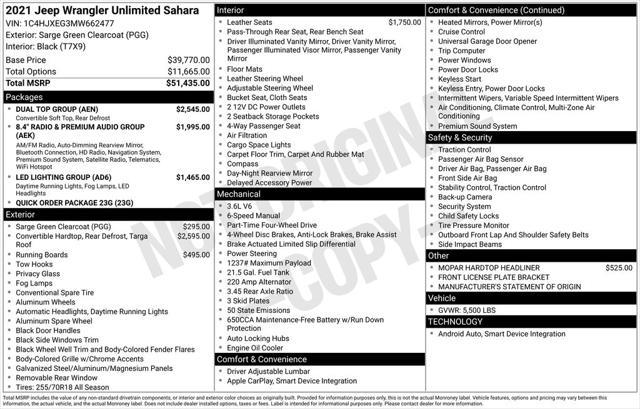 used 2021 Jeep Wrangler Unlimited car, priced at $39,510