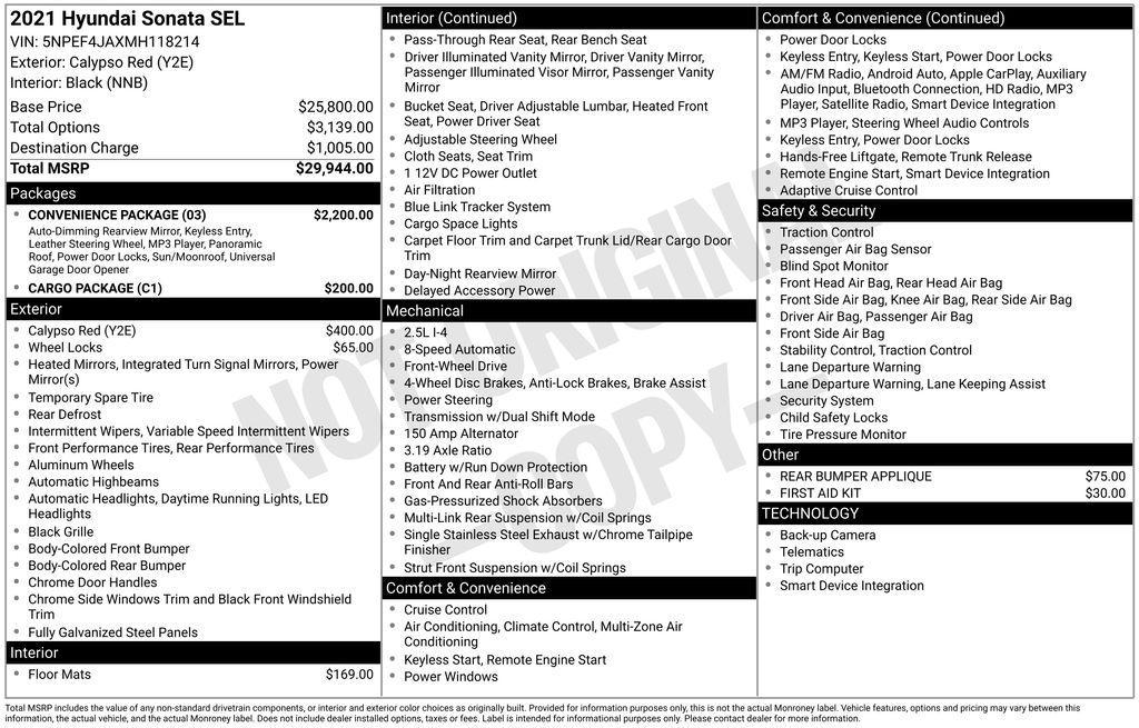 used 2021 Hyundai Sonata car, priced at $17,950