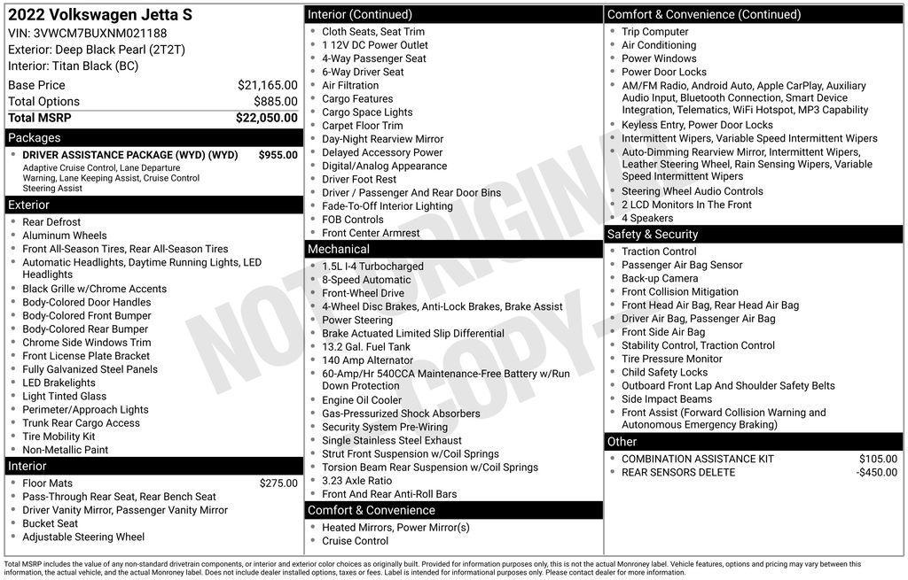 used 2022 Volkswagen Jetta car, priced at $18,950