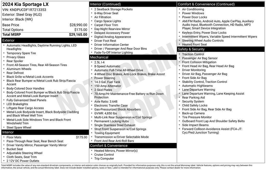 used 2024 Kia Sportage car, priced at $22,175