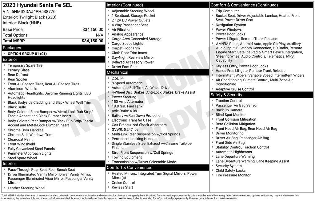 used 2023 Hyundai Santa Fe car, priced at $22,275