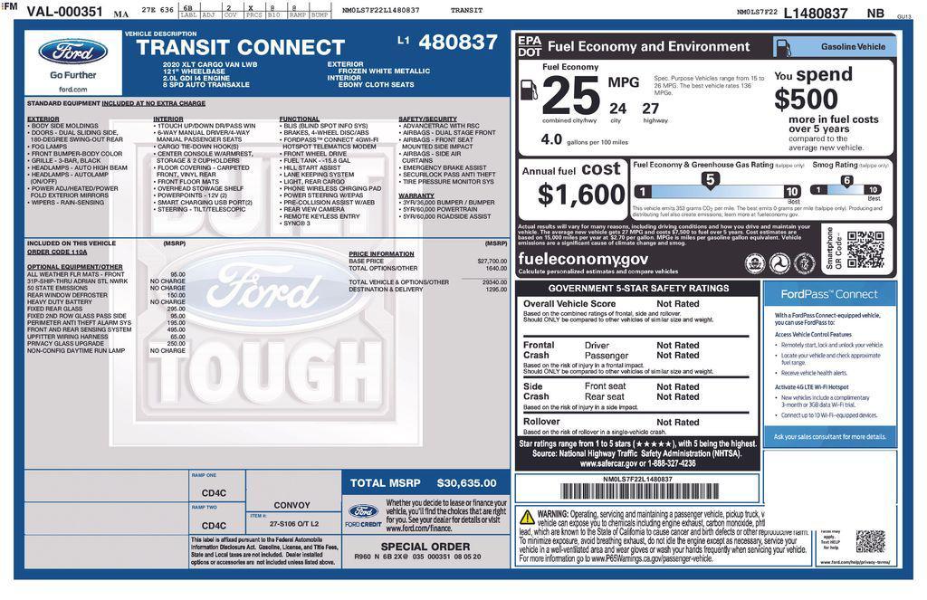 used 2020 Ford Transit Connect car, priced at $14,950