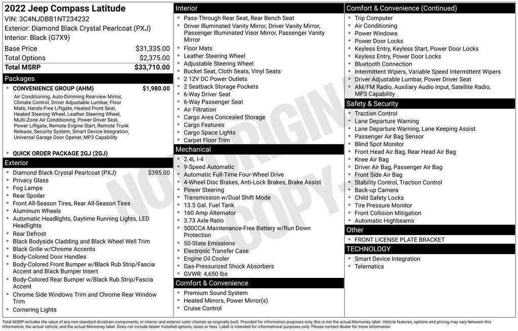 used 2022 Jeep Compass car, priced at $20,950