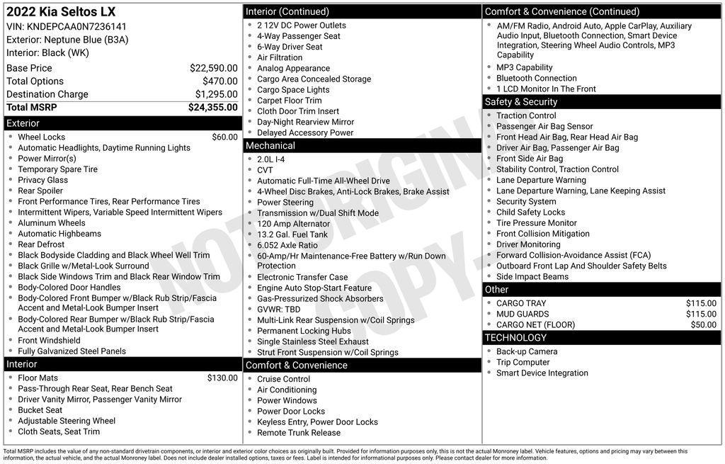 used 2022 Kia Seltos car, priced at $18,750