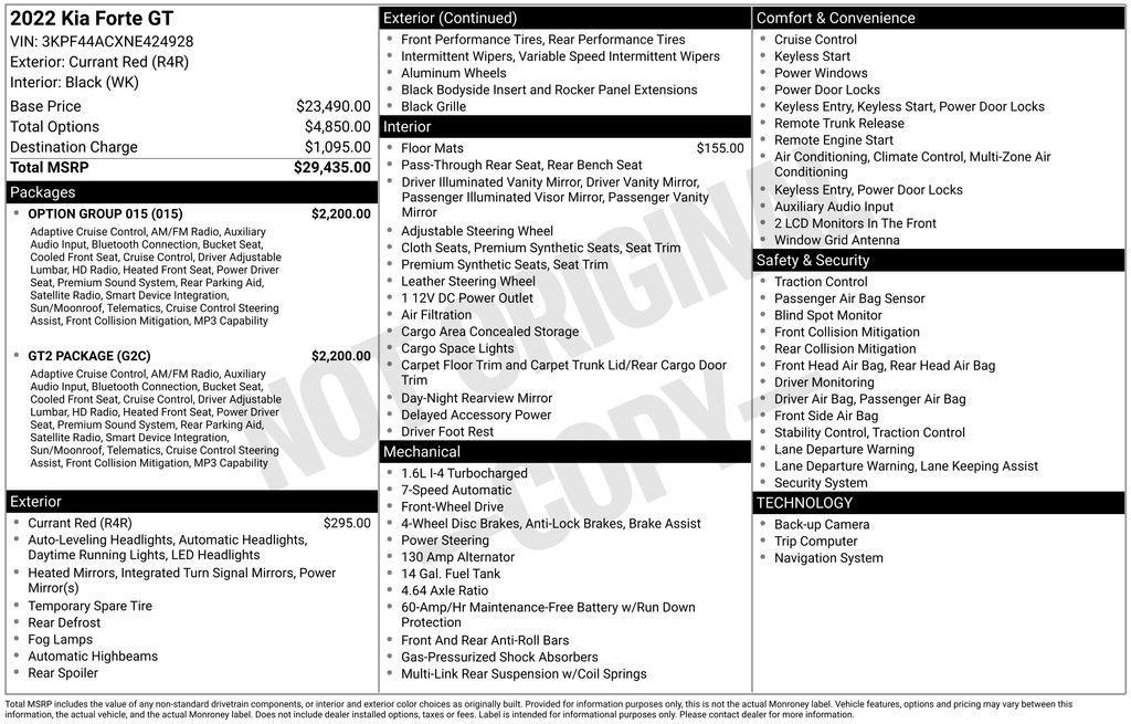 used 2022 Kia Forte car, priced at $19,950