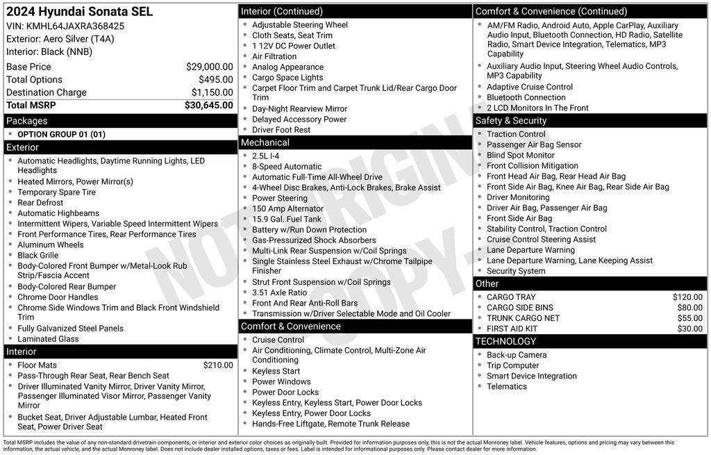 used 2024 Hyundai Sonata car, priced at $24,650