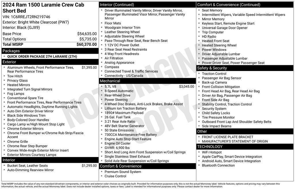 used 2024 Ram 1500 car, priced at $33,950