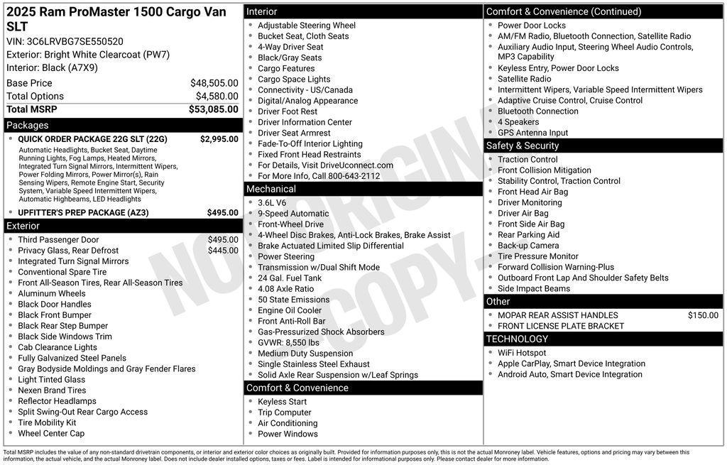 used 2025 Ram ProMaster 1500 car, priced at $33,950