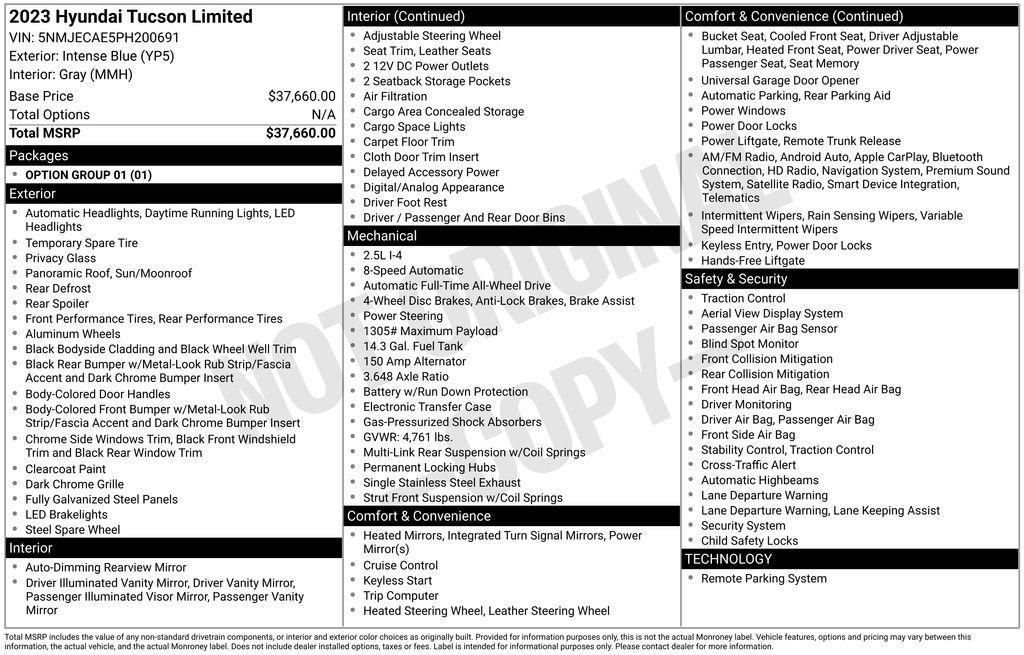 used 2023 Hyundai Tucson car, priced at $24,850