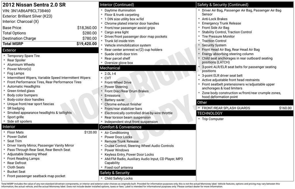 used 2012 Nissan Sentra car, priced at $4,800