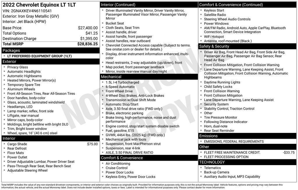 used 2022 Chevrolet Equinox car, priced at $19,250