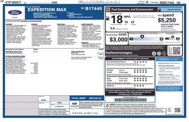 new 2024 Ford Expedition Max car, priced at $72,500