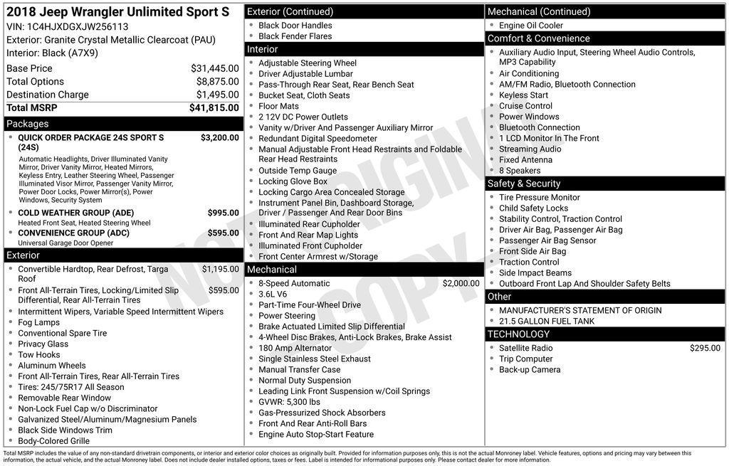 used 2018 Jeep Wrangler Unlimited car, priced at $19,000