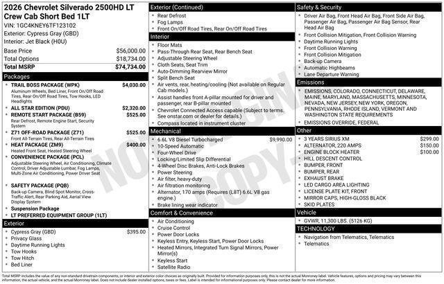 new 2026 Chevrolet Silverado 2500 car, priced at $76,379
