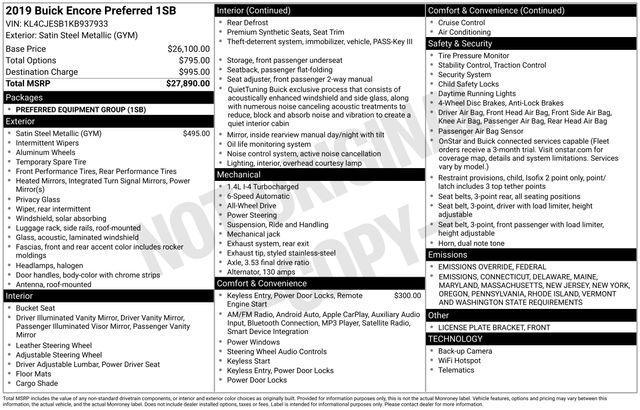 used 2019 Buick Encore car, priced at $13,995