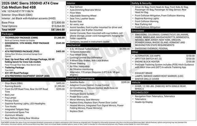 new 2026 GMC Sierra 3500 car, priced at $84,531