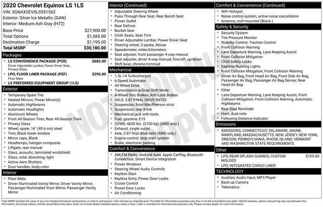 used 2020 Chevrolet Equinox car, priced at $16,493