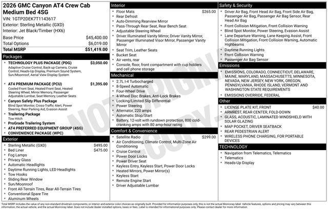 new 2026 GMC Canyon car, priced at $53,514