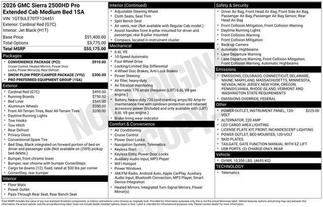 new 2026 GMC Sierra 2500 car, priced at $54,482