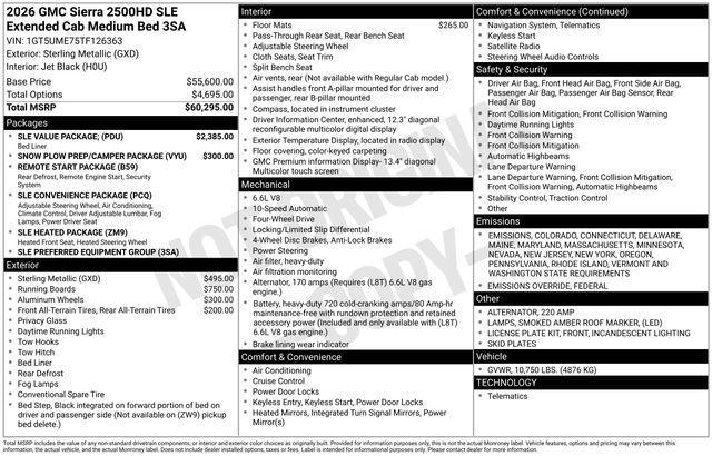 new 2026 GMC Sierra 2500 car, priced at $58,628