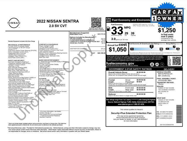 used 2022 Nissan Sentra car, priced at $17,800