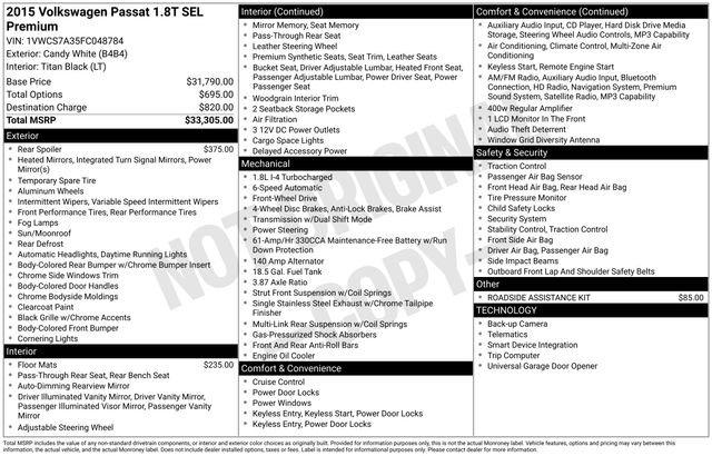 used 2015 Volkswagen Passat car, priced at $8,549