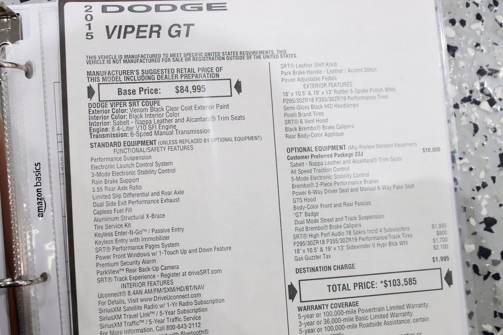 used 2015 Dodge Viper car, priced at $159,800