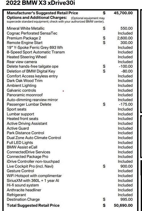 used 2022 BMW X3 car, priced at $39,800