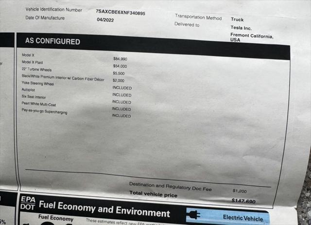 used 2022 Tesla Model X car, priced at $62,800