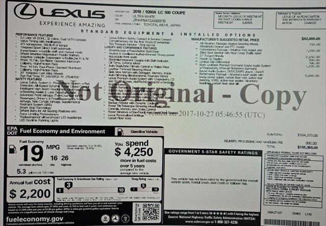 used 2018 Lexus LC 500 car, priced at $68,800