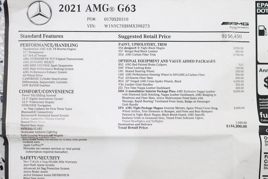 used 2021 Mercedes-Benz AMG G 63 car, priced at $127,538