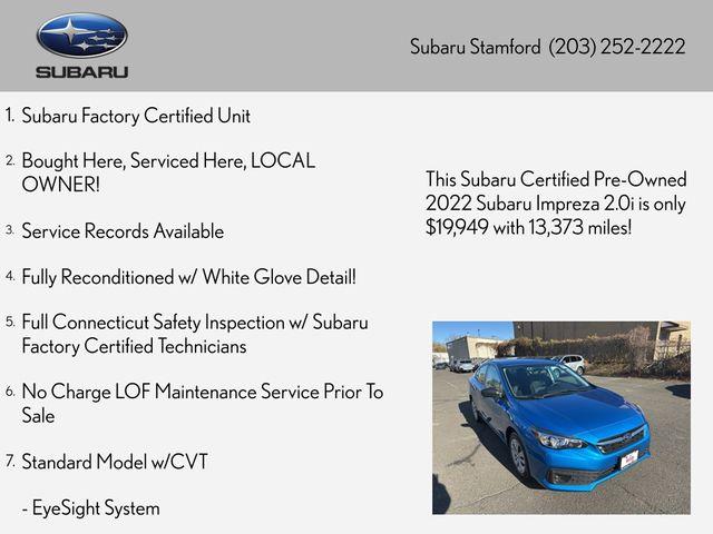 used 2022 Subaru Impreza car, priced at $19,978