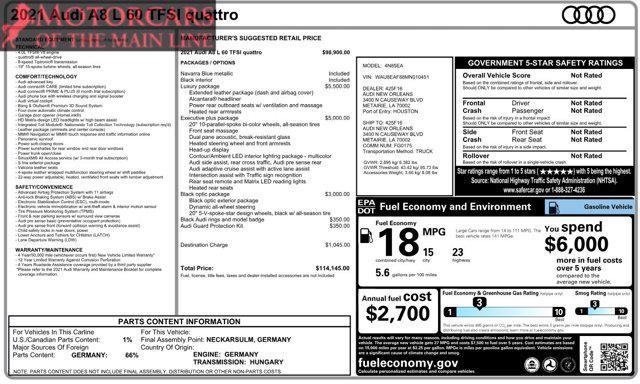 used 2021 Audi A8 car, priced at $54,950