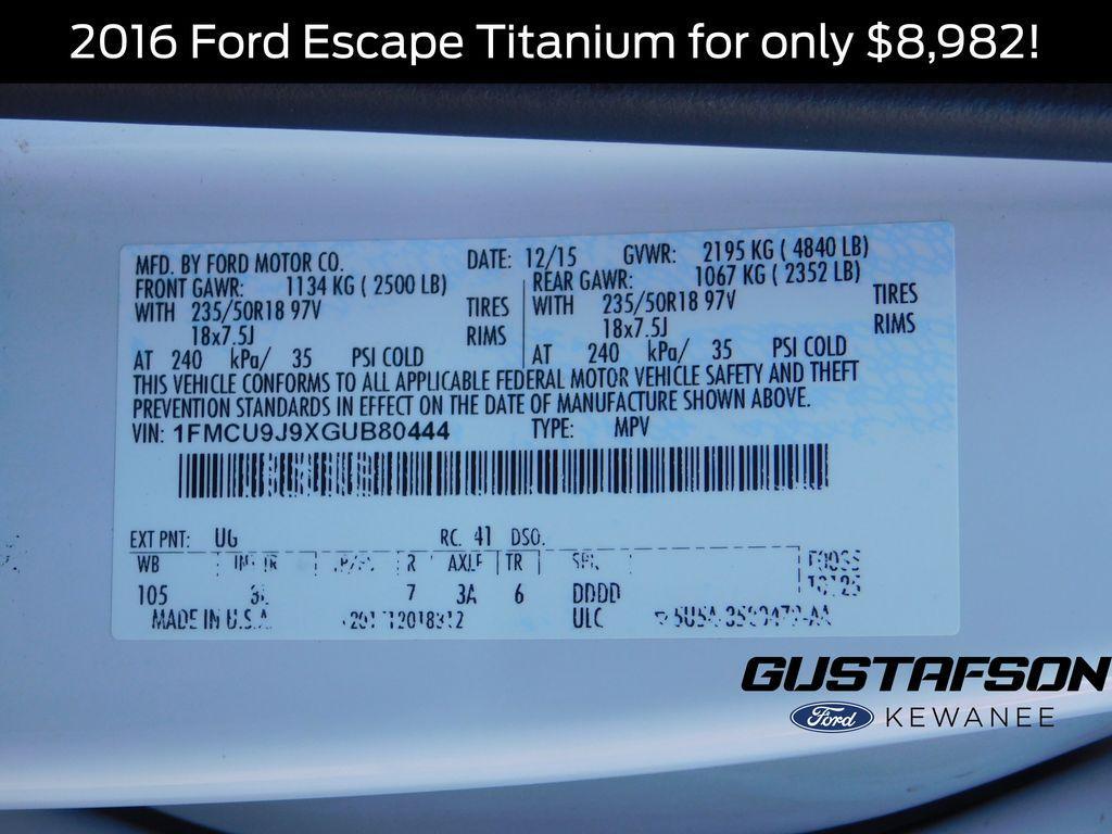 used 2016 Ford Escape car, priced at $8,982